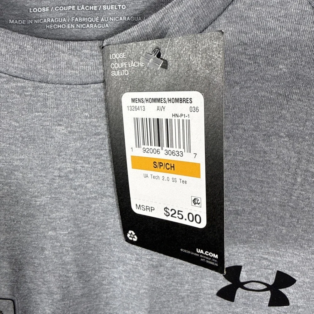 Under‎ Armour Tech 2.0 Men's Grey w/ Black Short Sleeve Shirt Loose Fit Sz Small